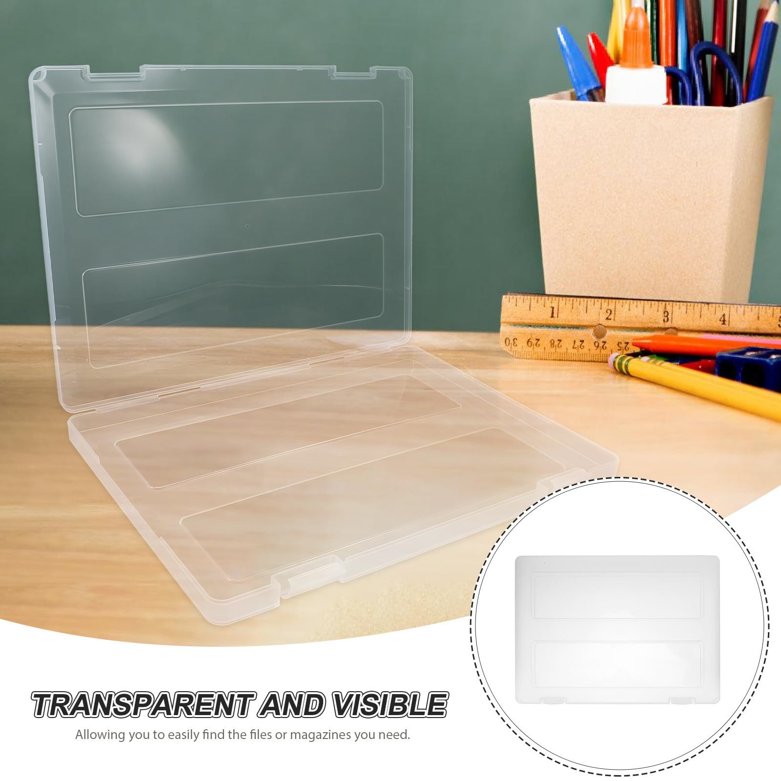 Tofficu Juego de 4 Cajas de Almacenamiento Portátiles para Documentos A4, Organizador Transparente de Papeles y Archivos de Oficina Material Pp y Diseño Compacto