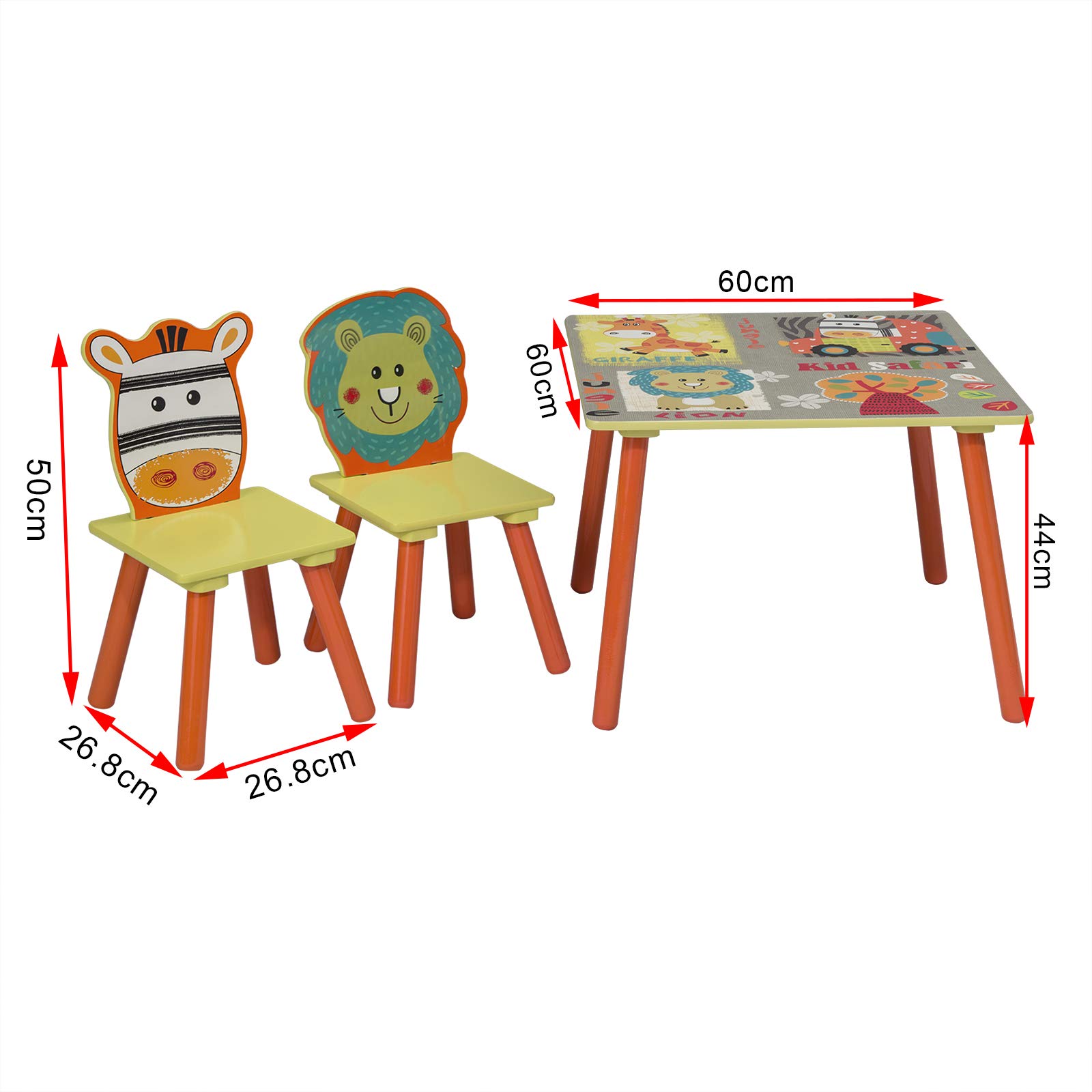 WOLTU Tavolo e Sedie per Bambini Tavolino con 2 Sgabelli Set Mobili per Soggiorno in Legno