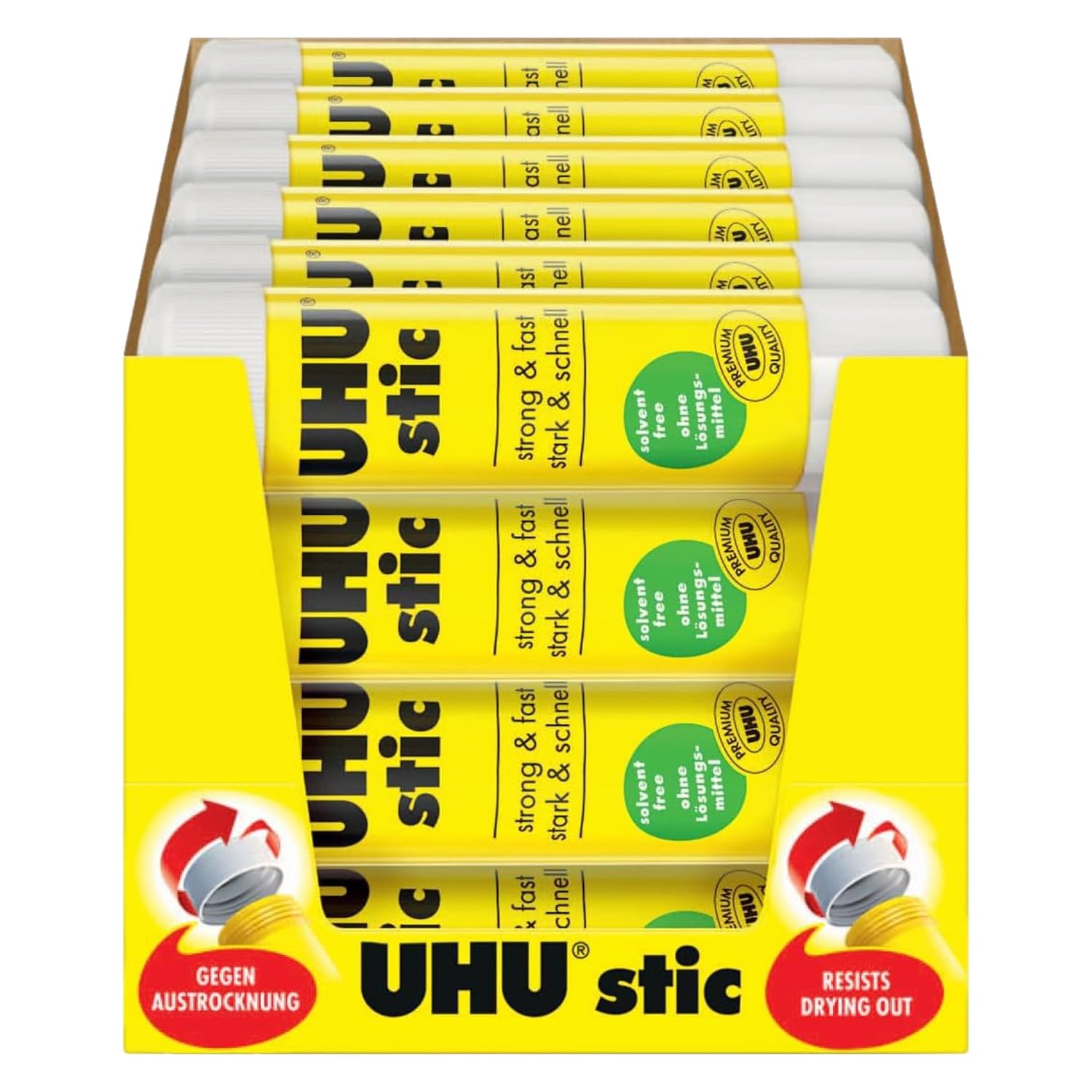 UHU Stic Lot de 48 bâtons de colle sans solvant Blanc sec Transparent Tubes de 8,2 g