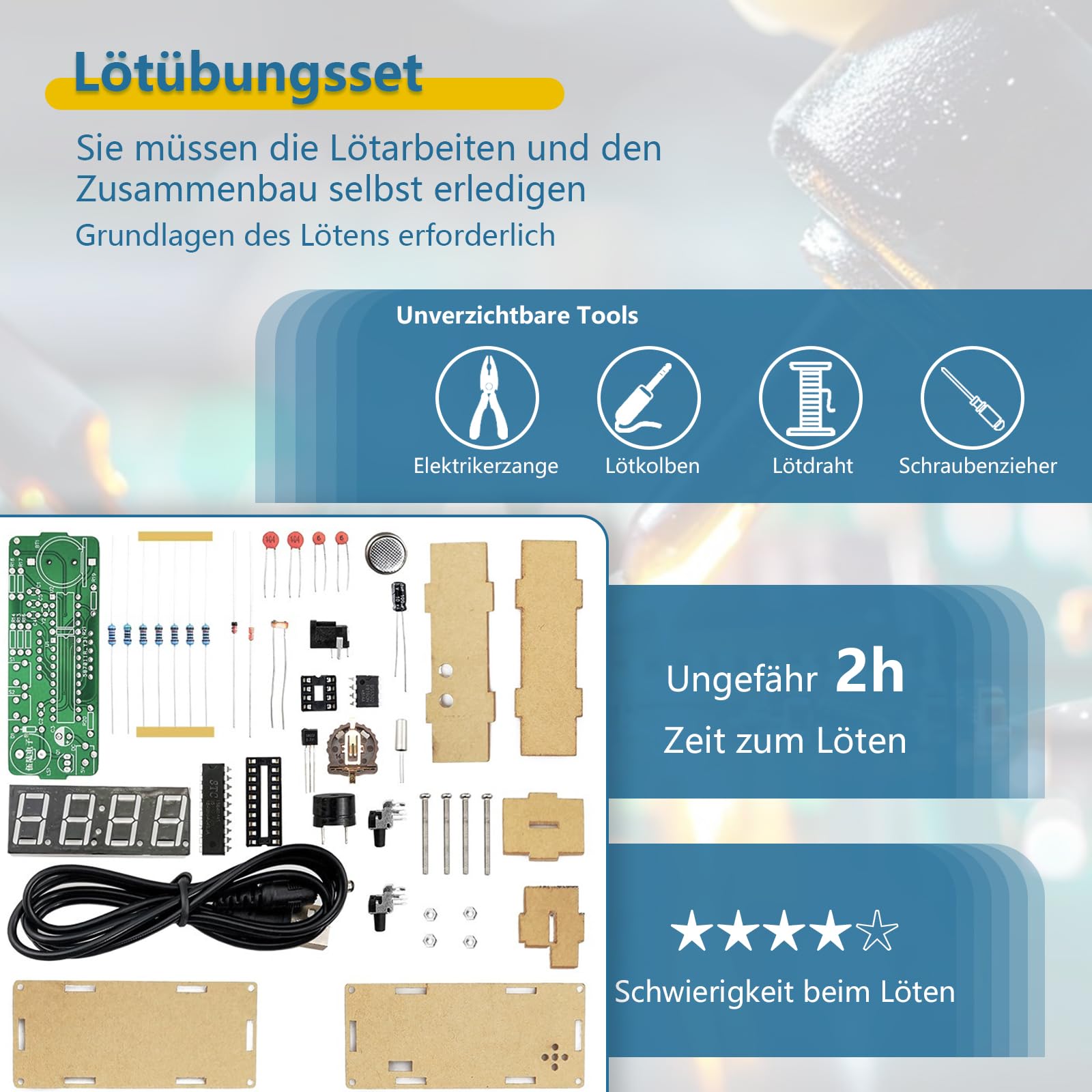 EIELE Digital Clock Soldering Set for Transparent Casing Automatic Brightness Adjustment - Image 3