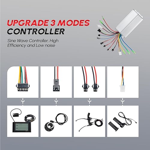 Miniatura 5 de PEXMOR Kit de conversión de bicicleta eléctrica, kit de conversión de bicicleta eléctrica de 36 V, 750 W, 24 pulgadas20 pulgadas, rueda delantera