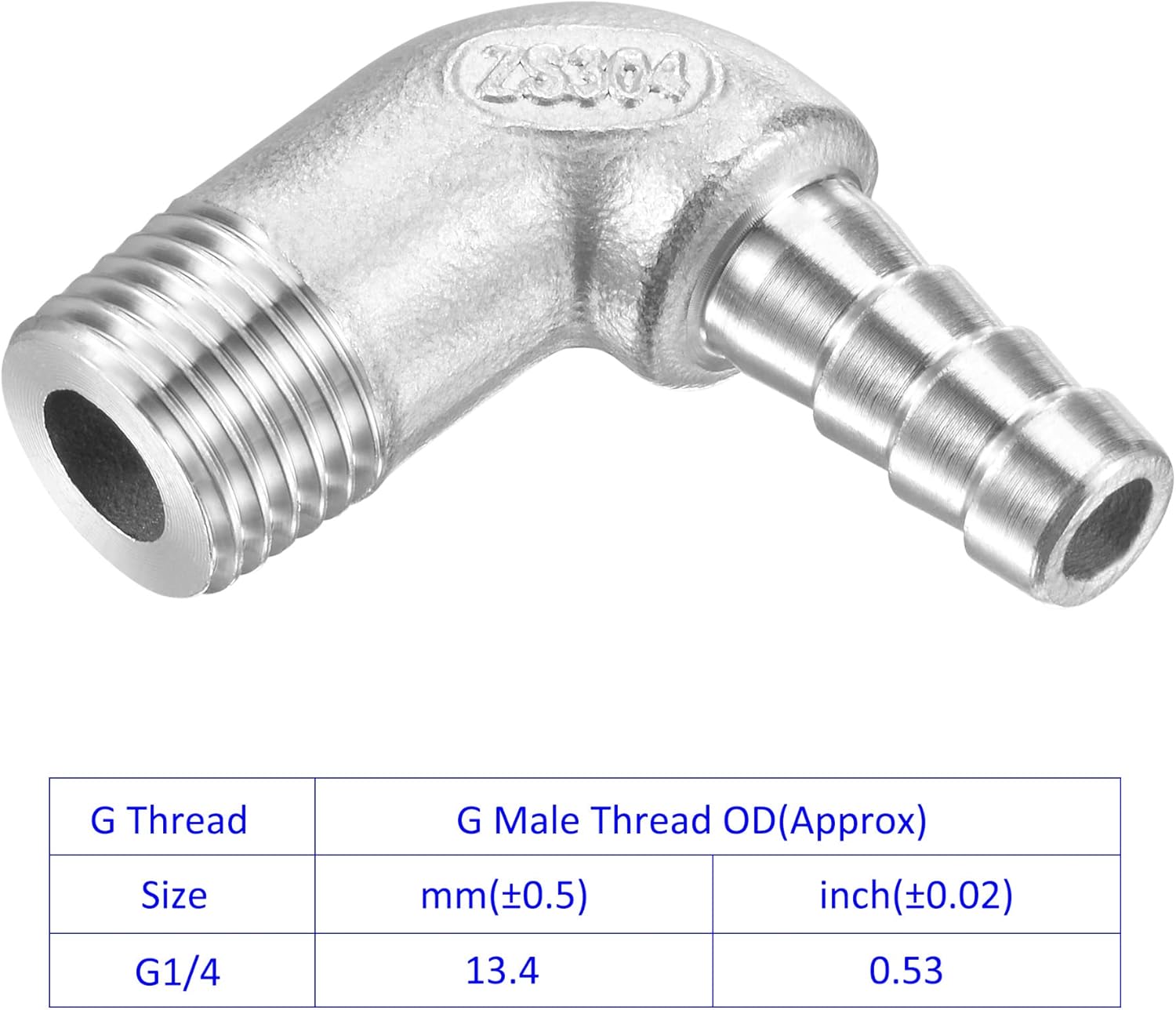 M METERXITY Hose Barb Fittings - 90 Degree Elbow Stainless Steel 8mm Pipe Connector Apply to Water Fuel (G1/4 Male Pipe)