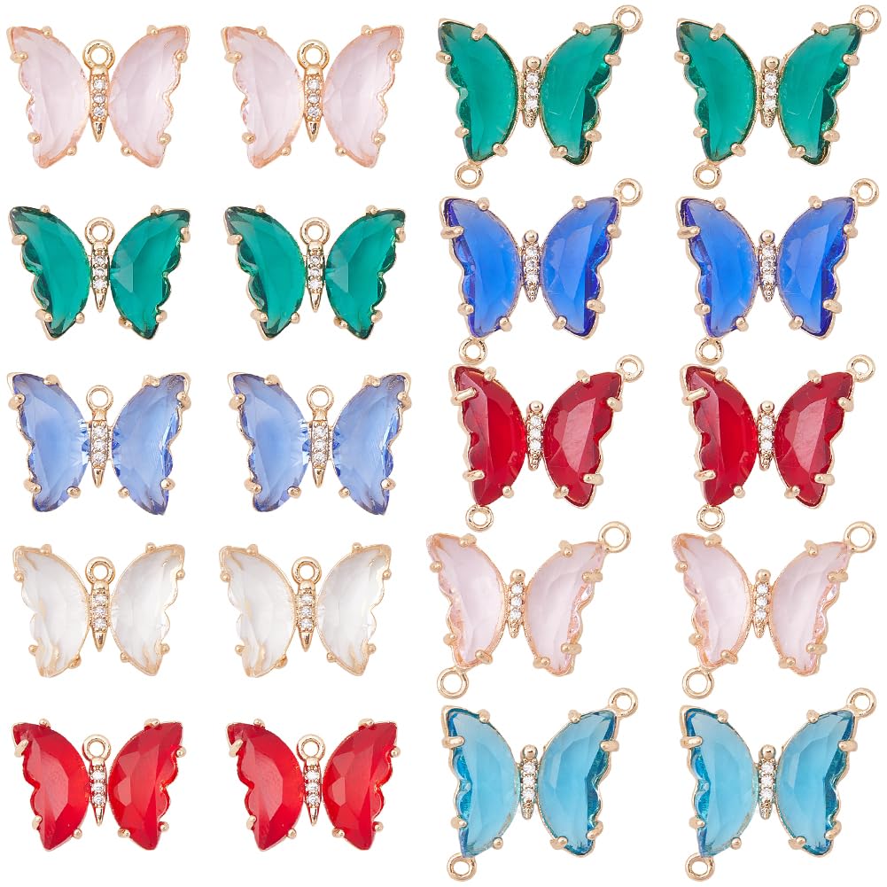 Amazon | SUNNYCLUE 20個4色 20mm 蝶 チャーム マカロン 合金チャーム 