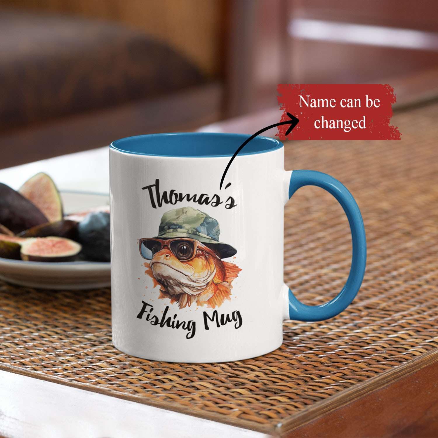 Personalized 'Cute Fish Is Singing' Porcelain Mug – Custom Name 11oz Or 15oz Coffee Cup, Gift For Fish Lover