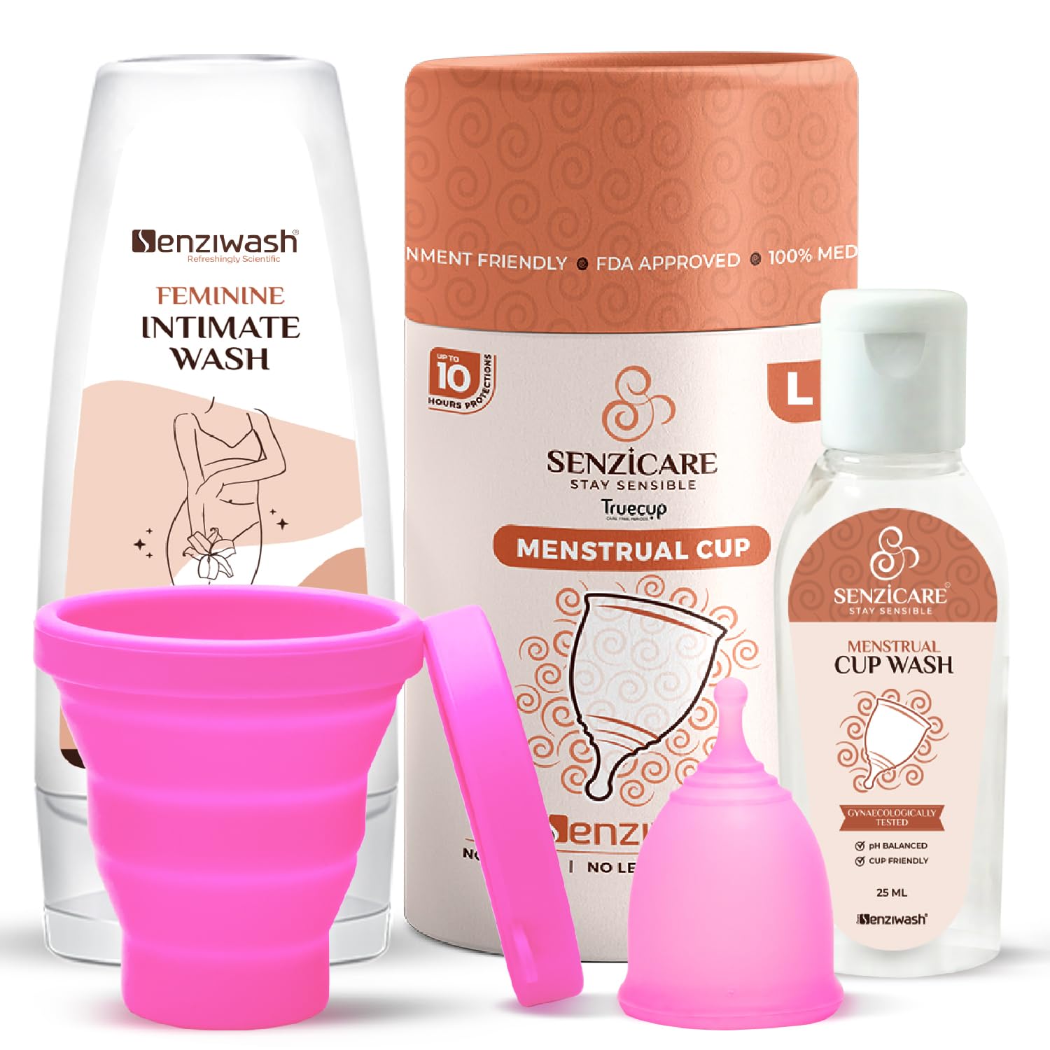 Senziwash Periods KitITruecup Large Reusable Menstrual Cup, Intimate Wash, Sterilizer Cup & Cup WashIHygienic & Comfortable Period Cup|100% Medical Grade Silicone|Fda Approved,4 Count (B0BYRZSL7H) Amazon Price History, Amazon Price Tracker