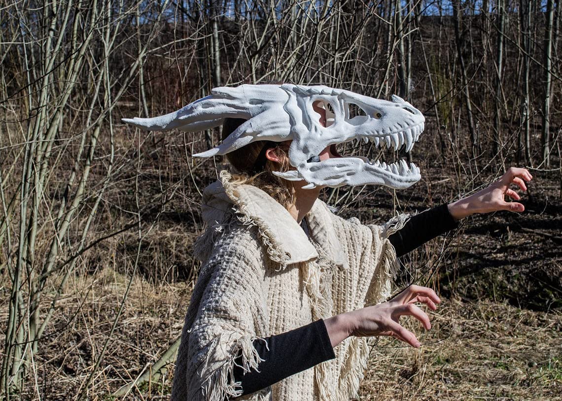 Movable Dragon/Movable Jaw-Dino Mask Moving Jaw Decor-Tyrannosaurus Rex Mask Birthday Decorations, P