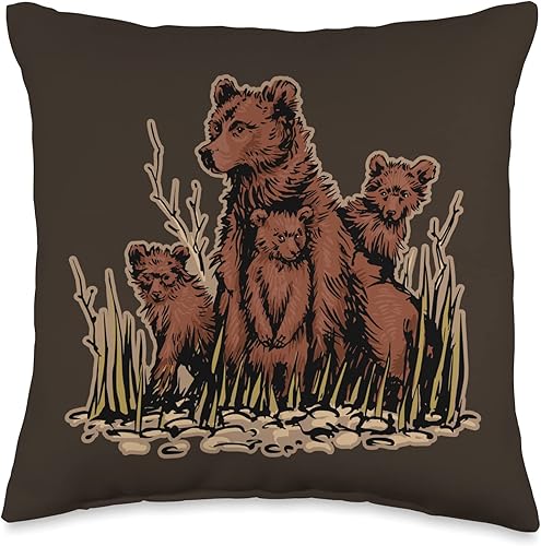 Bear Head Bear Bear And Mama Bear Bear Designs Baby Motif Team Or Brown Mama Bear - Almohada de 16 x 16 pulgadas, multicolor