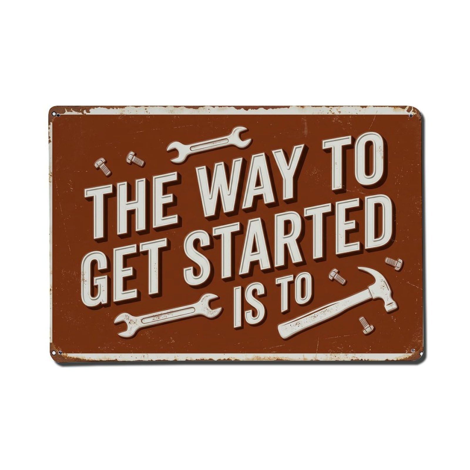 Cmhok Vintage Style Begin Doing Now Cafe Retro Motivational Slogans 3 Metal Tin Sign Wall Decor For Cafe, Club, Garden Metal Poster 8X12inch