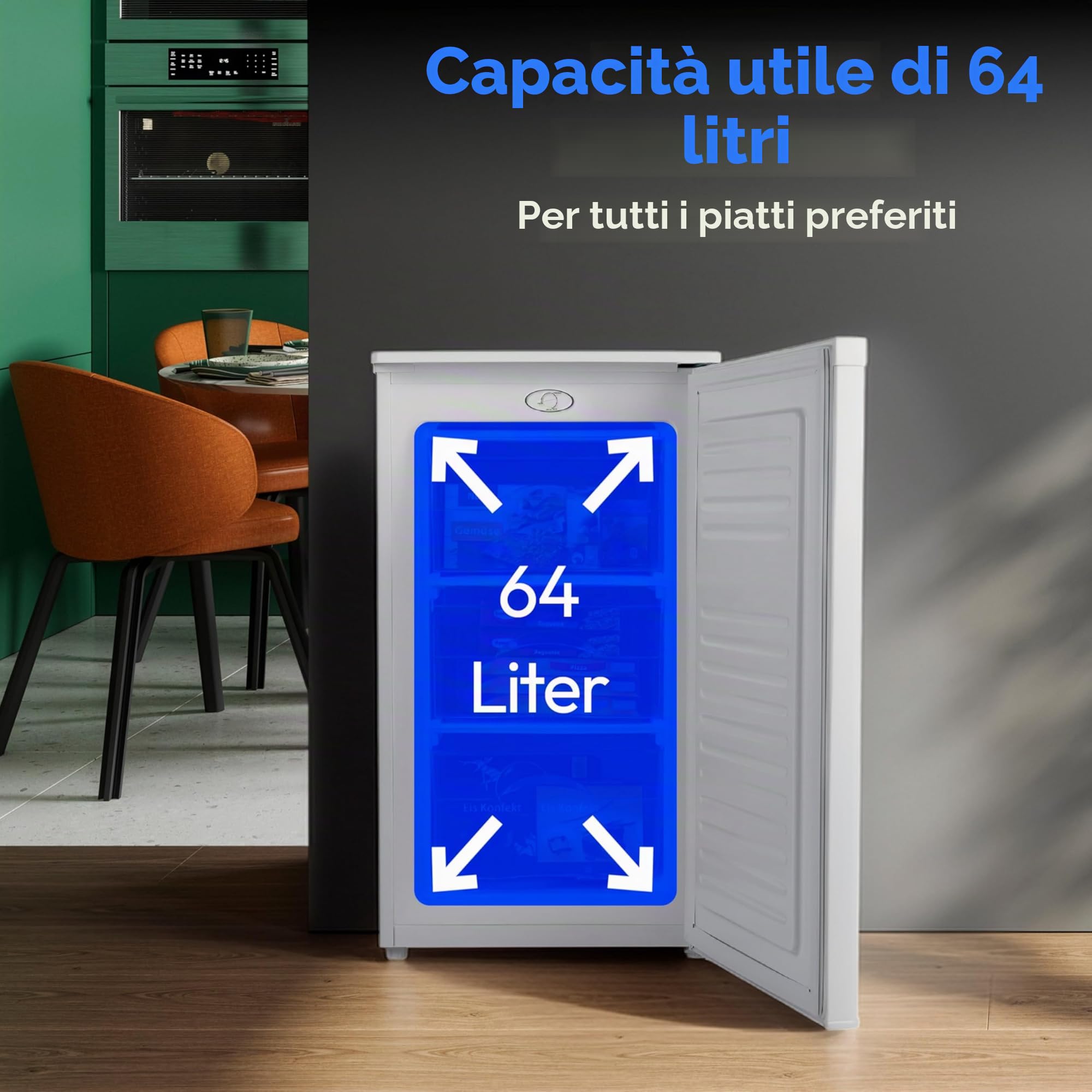 MEDION Congelatore (64 litri, altezza 85 cm, 3 cassetti trasparenti, apertura porta reversibile, MD37688)