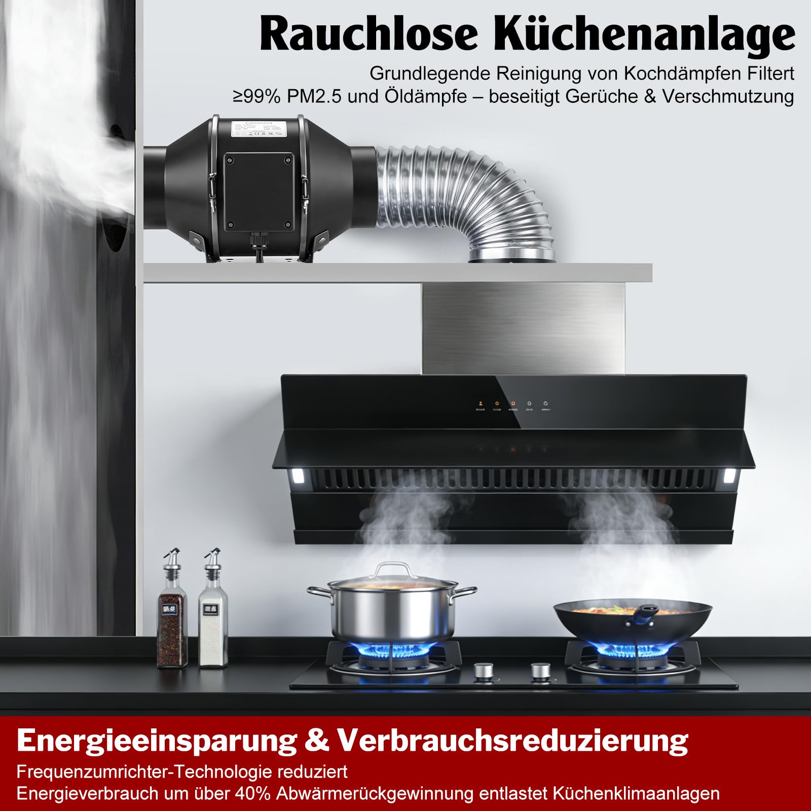 Wentylator rurowy 100 mm z aplikacją WiFi, 360 m³/h, 3000 RPM, inwerterowy silnik EC Inline wentylator wyciągowy z inteligentnym regulatorem temperatury i wilgotności, kabel 3 m, do namiotów uprawnych