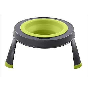 Dexas Popware for Pets Single Elevated Pet Feeder, Small, Gray/Green