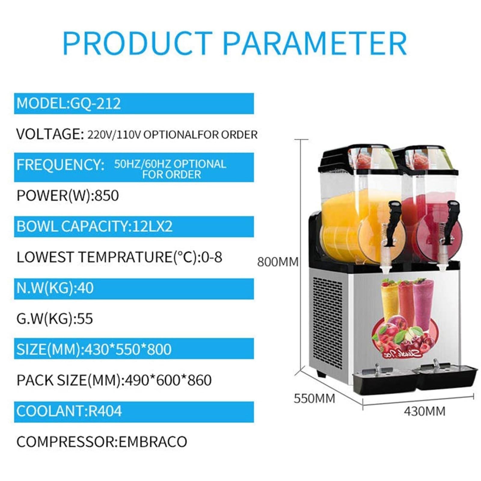 Slush-Maschine Edelstahl Smoothie und Frozen Drink Maker für Cocktails, Säfte, Tee und Kaffee