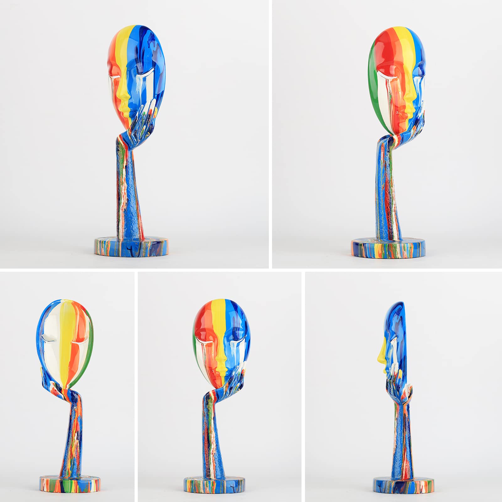 Kreative einfache bunte Frauengesichtsstatue, Denkerin, Damenskulptur, abstrakte Charaktere, Kunsthandwerk, Ornamente, Heimdekoration, modernes Büro, Schlafzimmer, Arbeitszimmer, Studio-Dekorationen