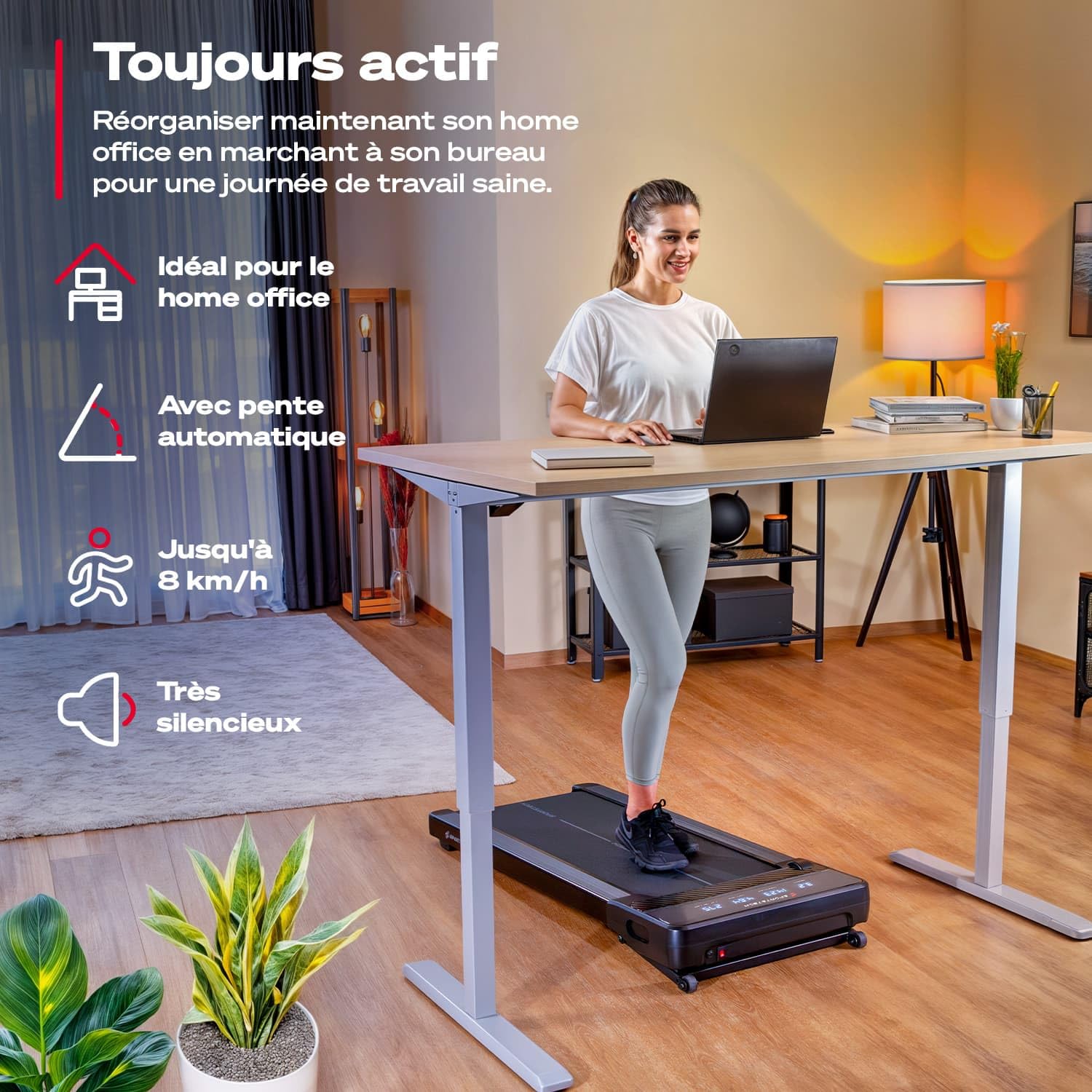 Sportstech Tapis de Marche, Inclinaison Automatique, Tapis Roulant pour la Maison et Le Bureau, écran LED, avec 1 an d'App STL Incluse, Tapis de Marche et Tapis Roulant de Fitness, spad500/1000