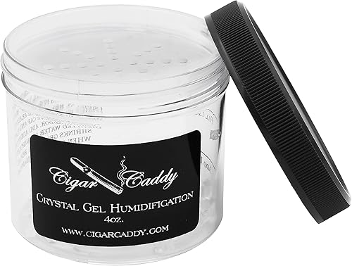 Cigar Caddy Humidificación de gel de cristal, grande, tarro de 4 onzas, reutilizable, mantiene la humedad al 70%