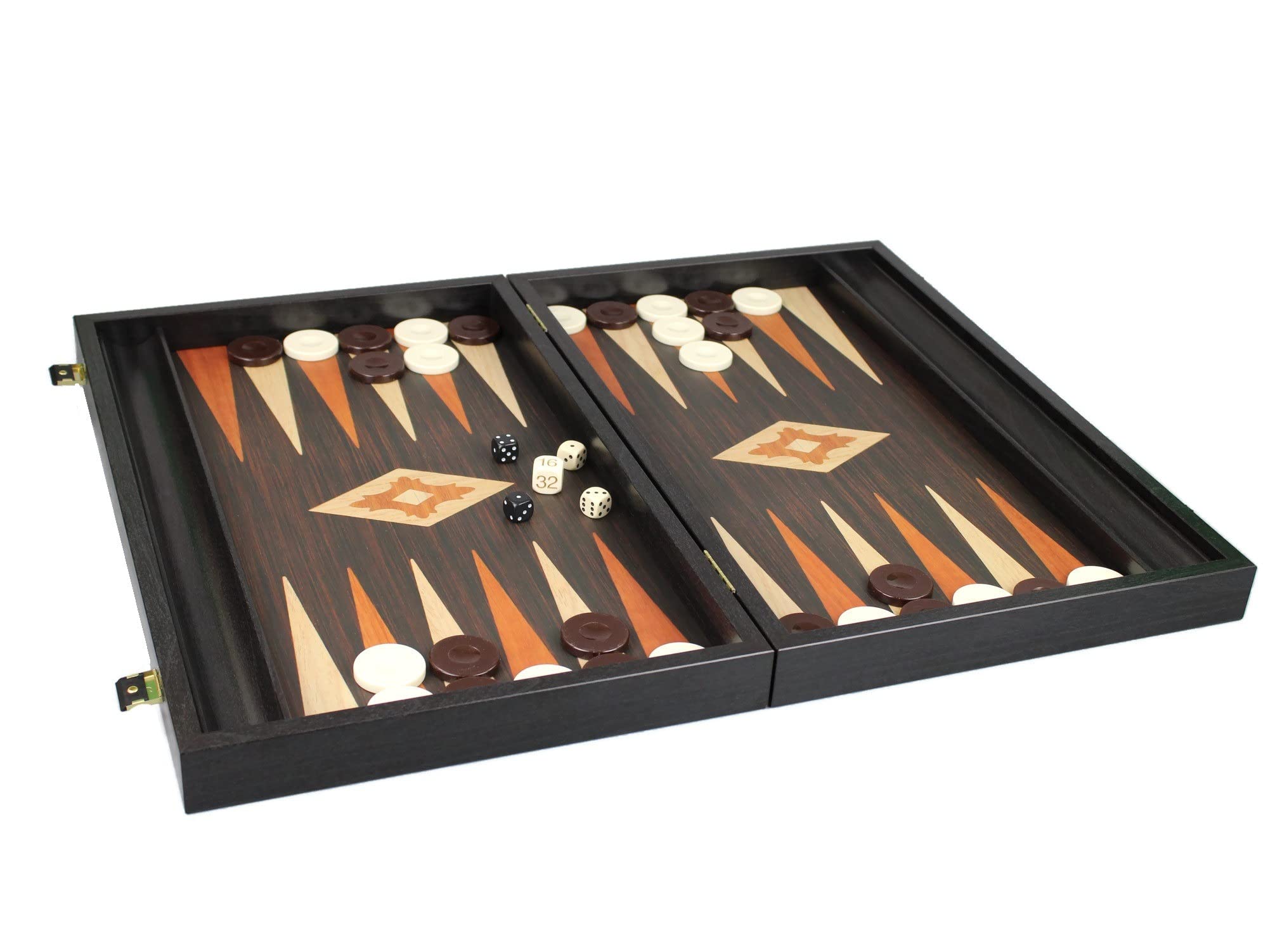 Manopoulos Backgammon Set Wengè & Rovere 23 pollici Rack di stoccaggio inclusi