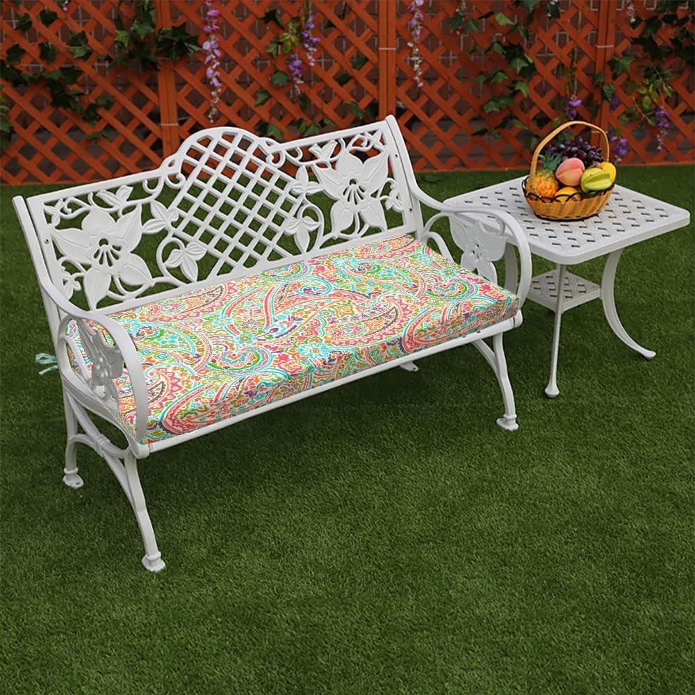 FUNHOME Outdoor Bench Cushion Covers 45" x 18" x 3", No Insert! Patio Cushion Covers for Outdoor Furniture,Water Resistant Patio Bench Loveseat Covers 1 Pack, Melora Paisley (Covers ONLY)