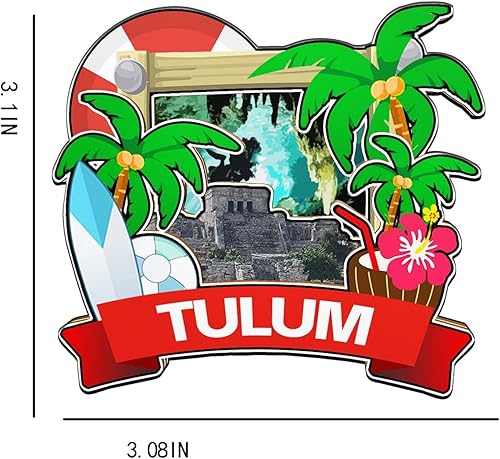 Miniatura 3 de Tulum - Imán de México para nevera, monumentos de madera 3D, recuerdos coleccionables de viaje, decoración hecha a mano, 2021