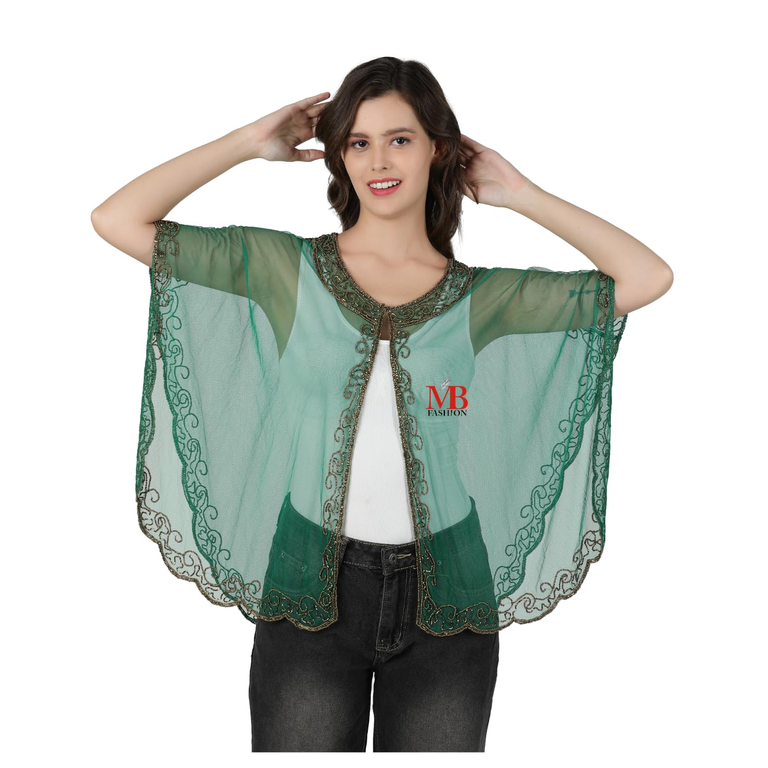 Poncho For Women's Capes Shrug's Embroidery Sleevless-picture-39