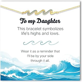 C-leen Birthday Gifts for Women, 14K Gold Plated Wave Bracelets Dainty Gold Bracelets Birthday Gifts for Mom Daughter Friend Bestie