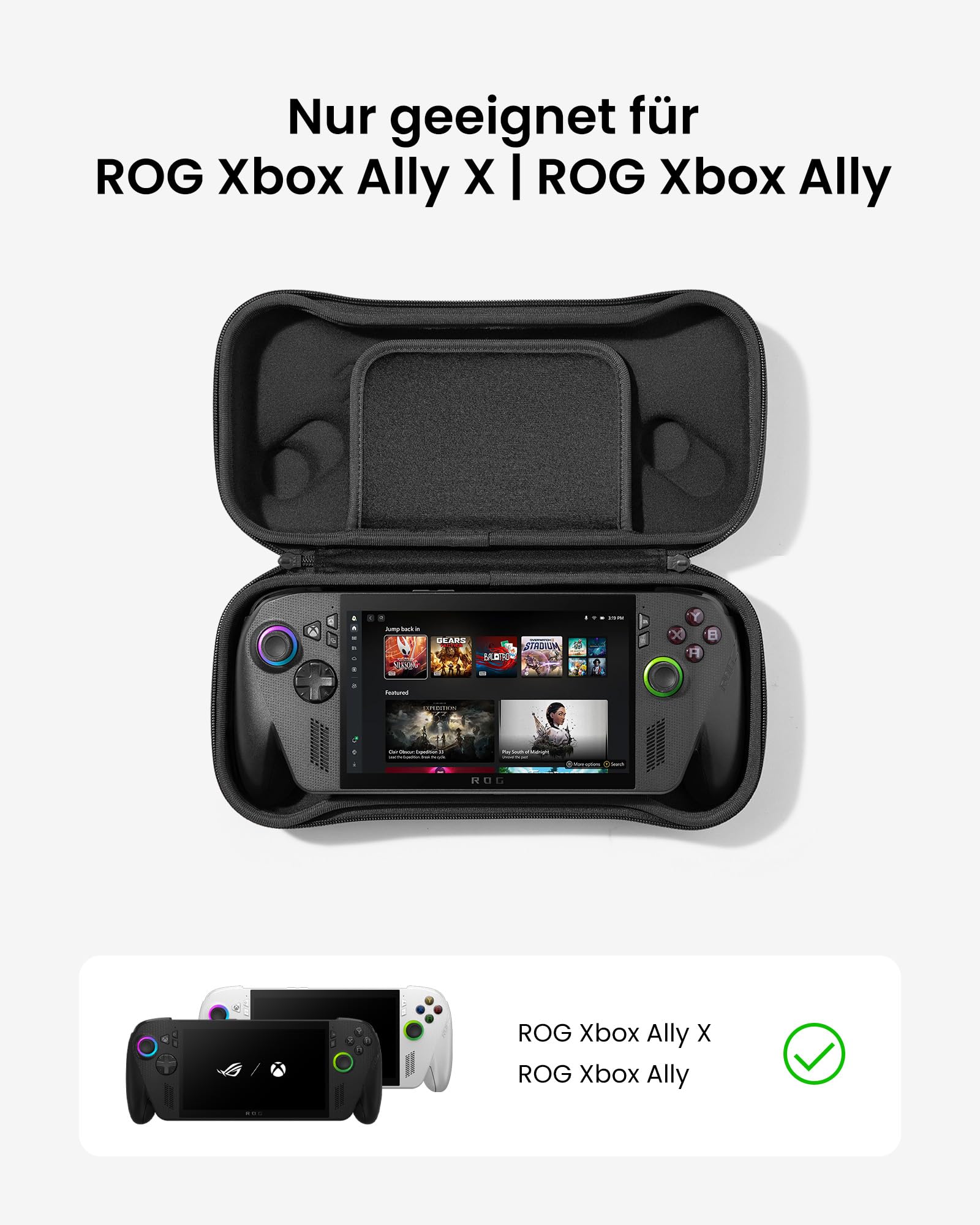 tomtoc Slim Tasche Case Kompatibel mit ASUS ROG Xbox Ally / Xbox Ally X 2025, Ultradünn Harteschale für Reise, Rundumschutz Hülle Tragetasche Passt Gaming Handheld Konsole und Karte