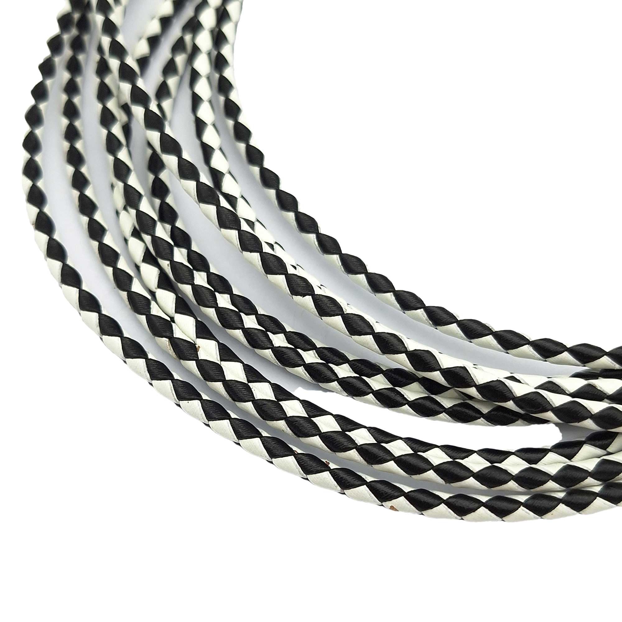 3 Yards Braided Leather Cord 6mm Round Black Bracelet