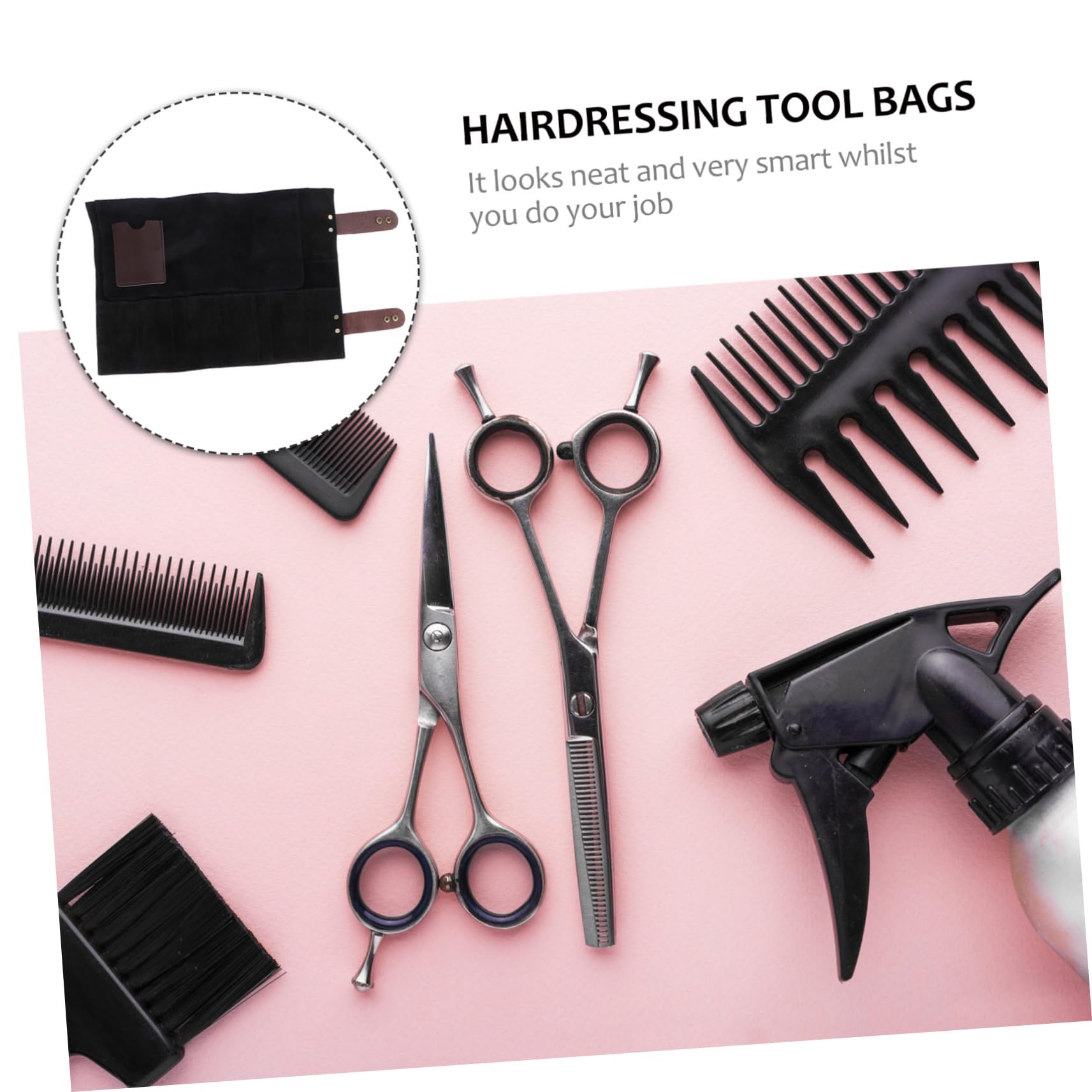 NOLITOY Cattlehide Hairdressing Tool Bag 12 Scissor Holder Comb Kettle Small Tools Barber