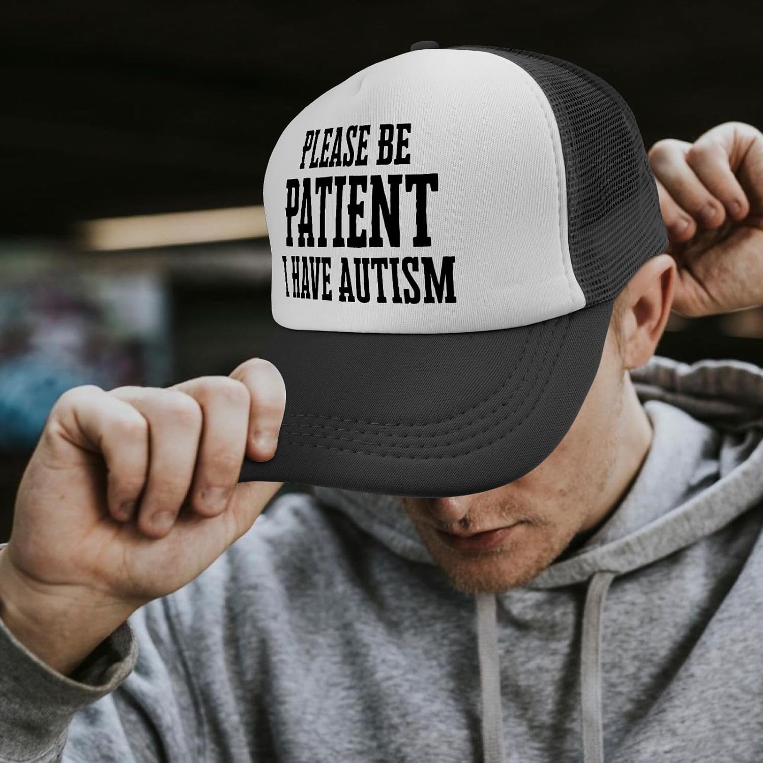 Please Be Patients I Have Autism Sun Hats Cool caps for Son - Image 6