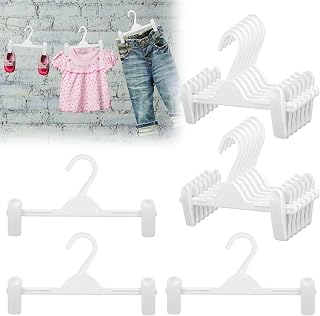 Weysat 20 Pack Kids Pants Hangers with Clips, 11 Inch White Plastic