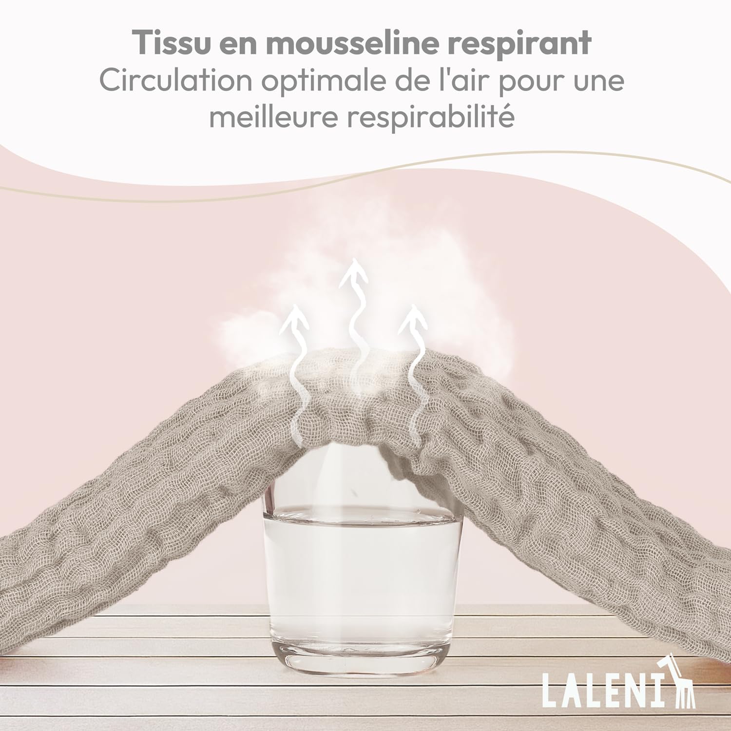Laleni Lot de 5 langes bébé en pur coton - Sans substances nocives - 70x70 cm - Serviettes mousseline absorbantes et lavables - Beige