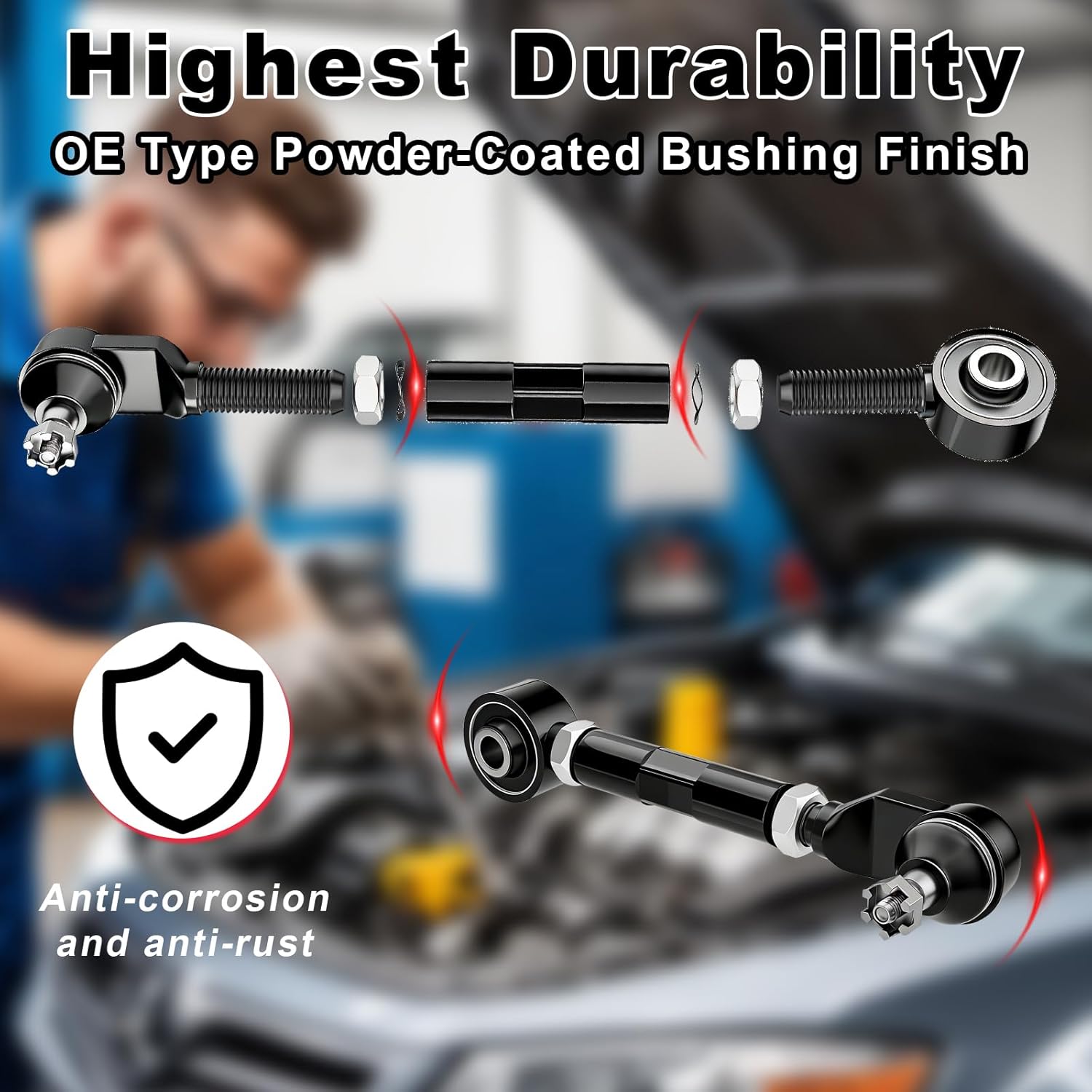 Adjustable Rear Camber Arms Kit - 2-Pack Replacement Rear Suspension Camber Control Arms for 2003-2007 Accord/2003-2008 Pilot/1999-2004 Odyssey/2004-2008 TSX