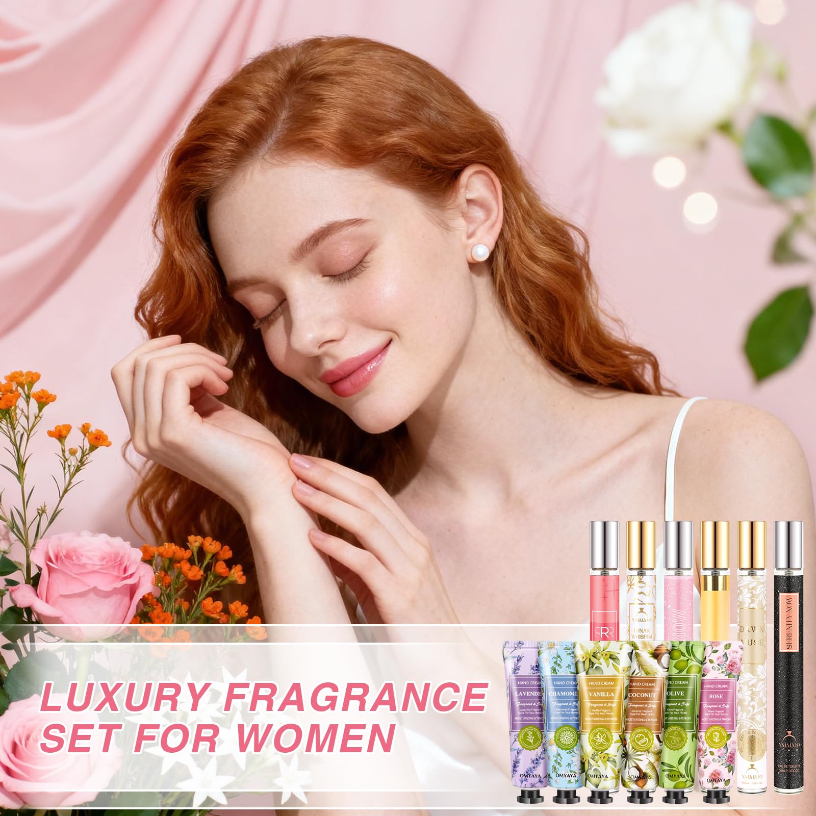 Profumo di alta qualità per donne, 6x35 ml mini profumo da donna + 6 crema per le mani set, Eau de Parfum da donna, con dolce profumo di fiori e frutta, regalo per compleanno, San Valentino