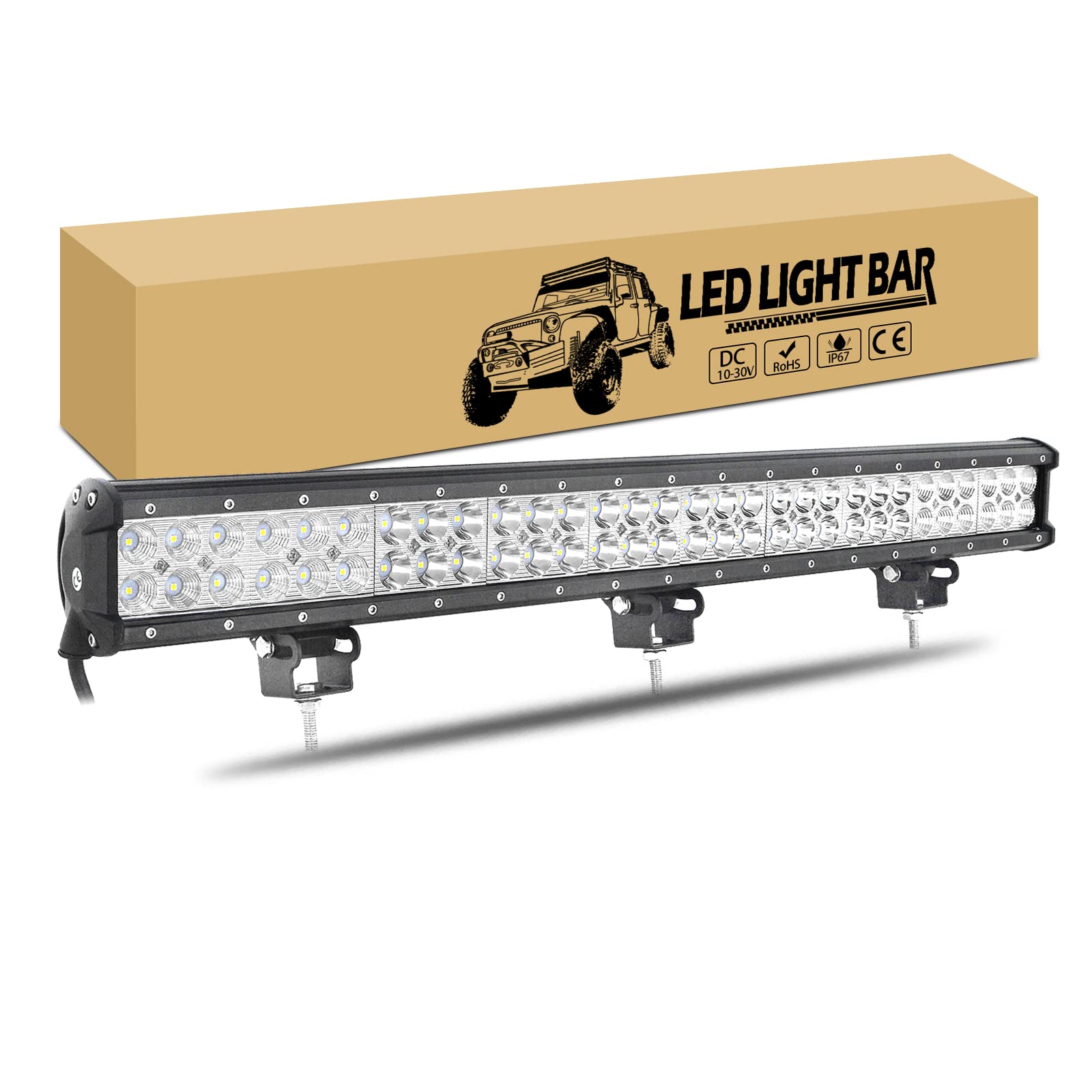 RIGIDON Barra led 28 Pulgadas 71cm 180W Barras de luz de Trabajo, Lámpara de Conducción 12V 24V 6000K Impermeable Faros Trabajo led para Off Road Camión Coche ATV SUV 4x4 Barco Todoterreno Vehículo