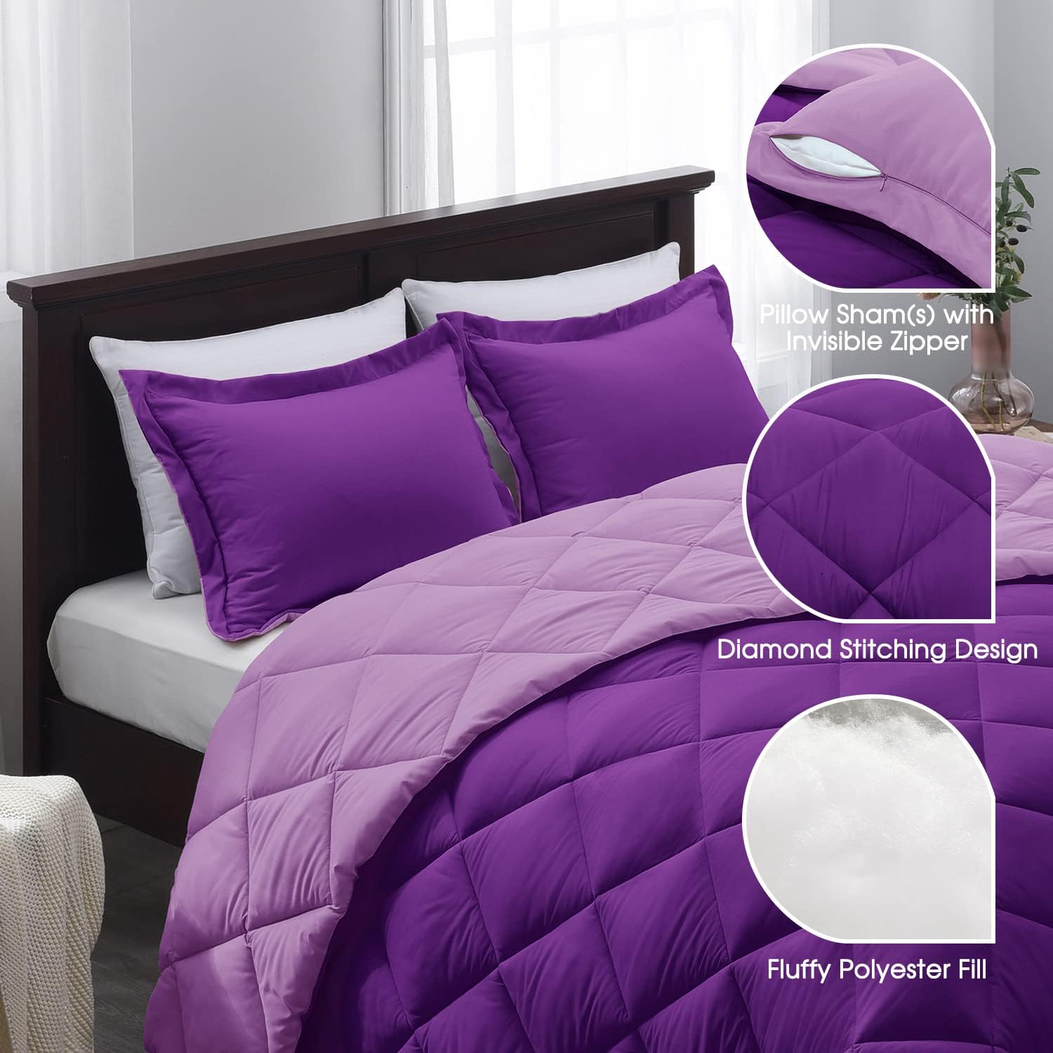 Buy Basic Beyond Down Alternative Comforter Set (King, Purple/Lilac