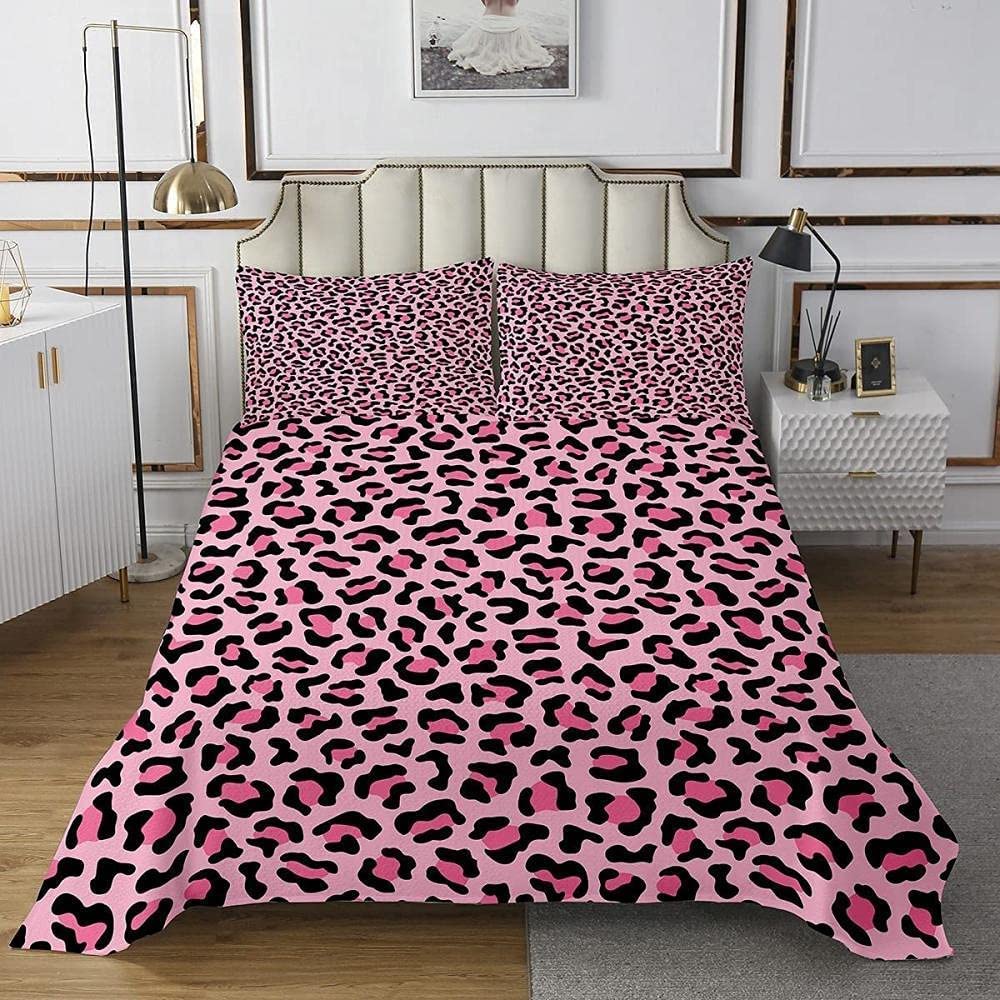 Qiwagu Cheetah Single Duvet Cover, Reversible Leopard Print Quilt Cover with 1 Pillowcase, CGD15