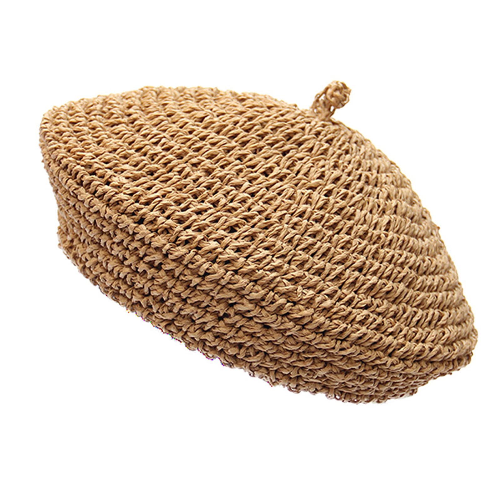 Casquette Béret Femme Réglable Vintage En Paille - Chapeau Plat Gavroche Classique Pour Printemps Été