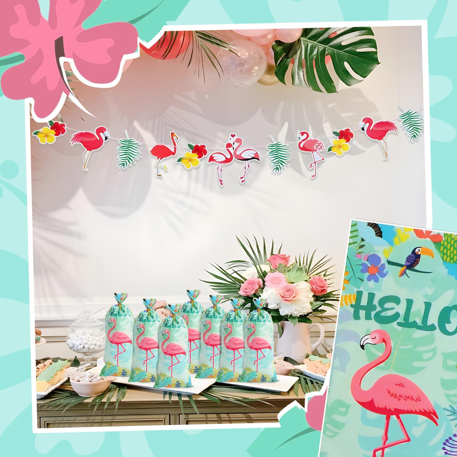 Sacchetti Regalo Fenicottero Weewooday - 16 Pezzi Per Feste Hawaiane E Baby Shower - Foto 10