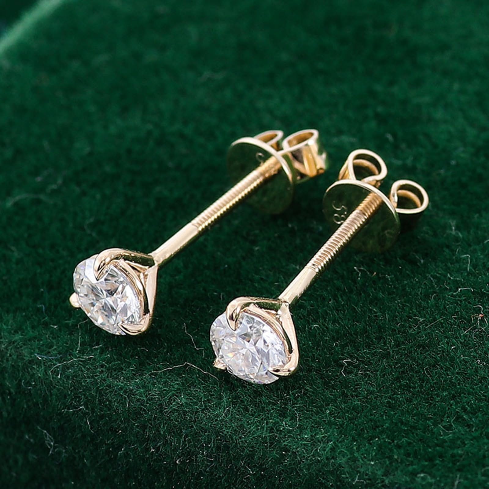 Epinki Orecchini Anallergici Donna Oro 9K/14K/18K Moissanite Rotonda Semplice da 0.6ct/1ct/2ct/4ct Orecchini