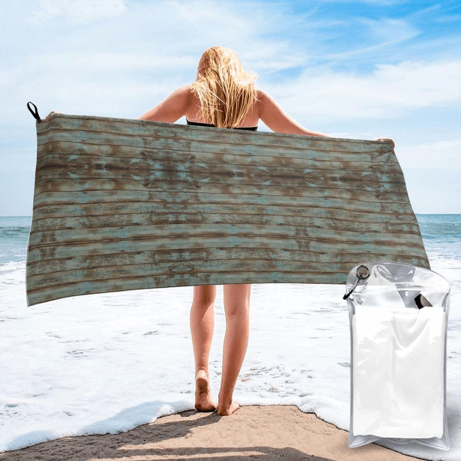 WYCZHY Rustic Old Barn Wood Print Beach Towel Soft Quick Dry For Spa Pool Gym Vacation Travelers Women Men Adults Sauna Gift