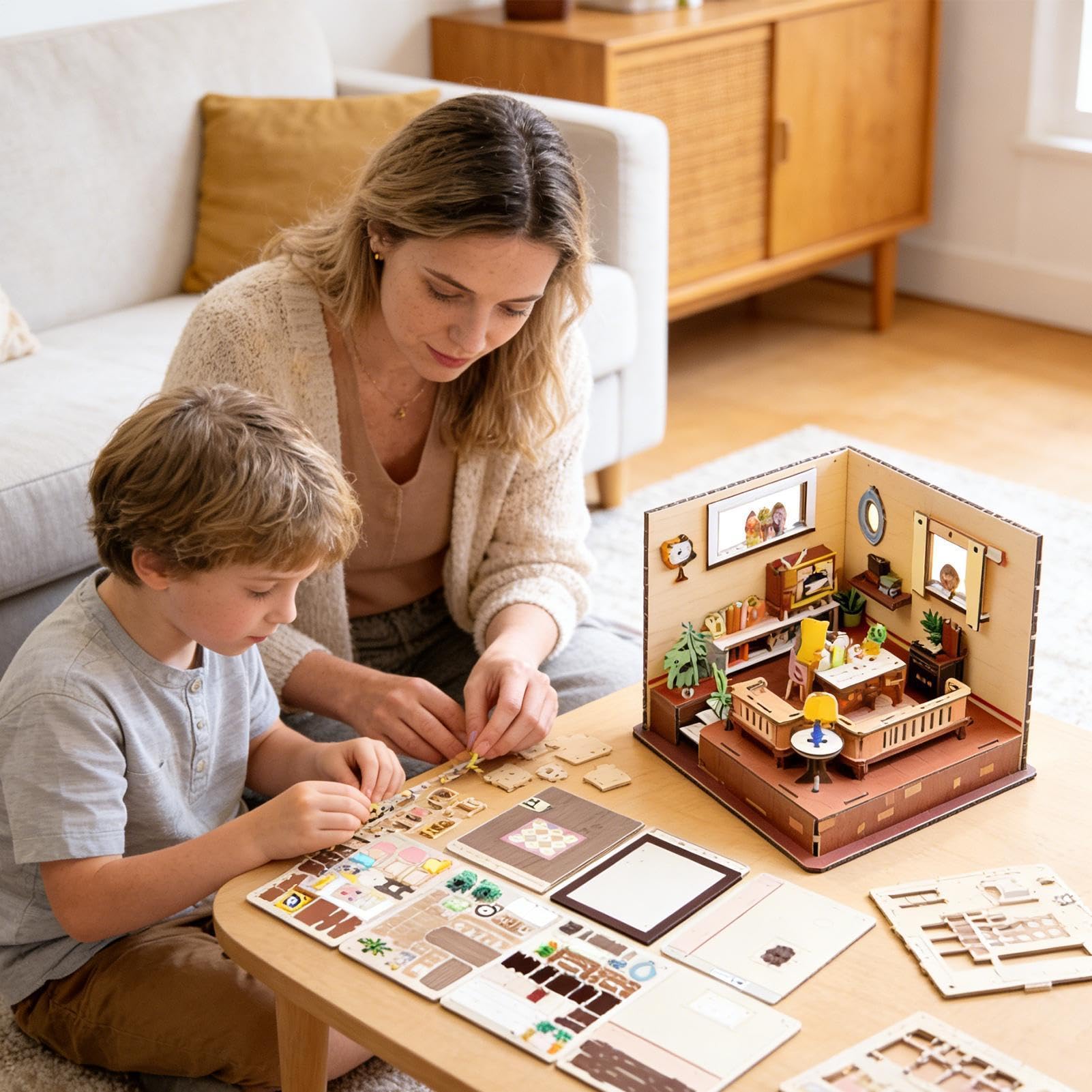 Puzzle da costruzione 3D in legno, esperienza coinvolgente per rilassarsi in famiglia, puzzle 3D in miniatura per bambini, adolescenti, ragazze e ragazzi