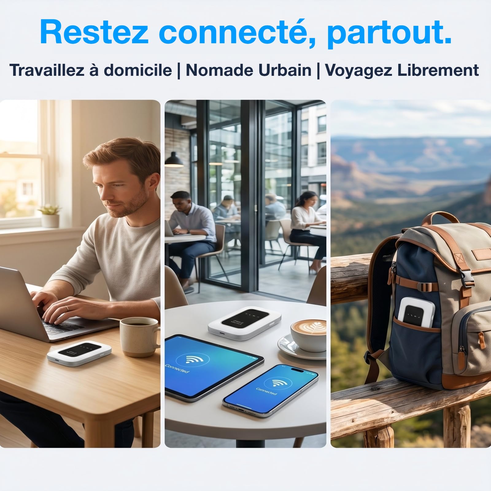 WiFi Portable 5G avec Emplacement pour Carte SIM, prêt à l'emploi, supportant jusqu'à 20 appareils, idéal pour Le Foyer, Le Bureau et Les Voyages