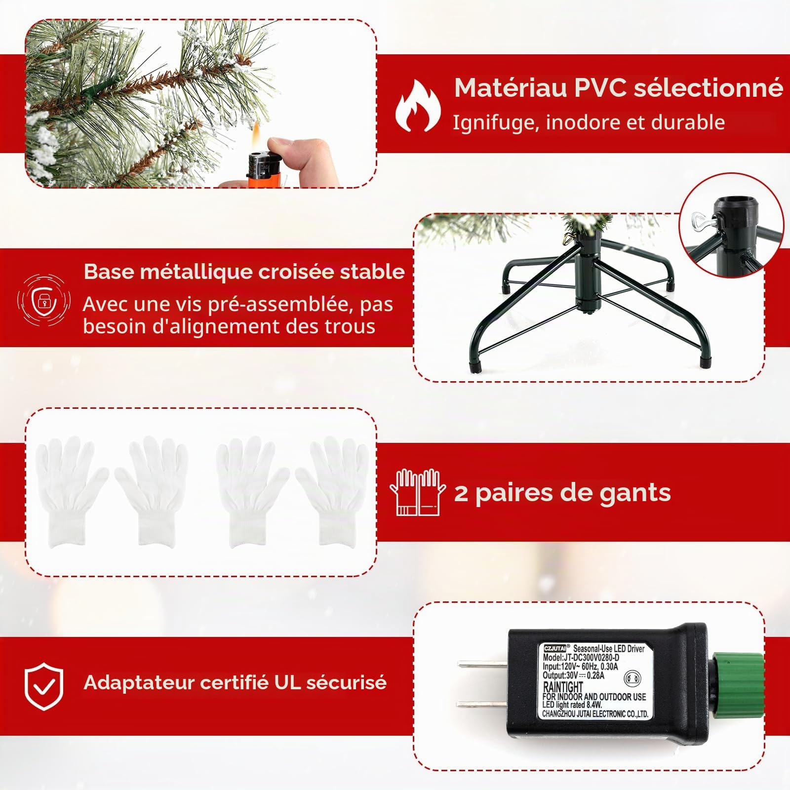COSTWAY Sapin de Noël Artificiel 180 cm, Arbre de Noël Pré-éclairé à Charnière 598 Aiguilles de Pin et Embouts en PVC, 350 Lumières LED Multicolores et Blanc Chaud, 9 Modes, Connecteur Rapide