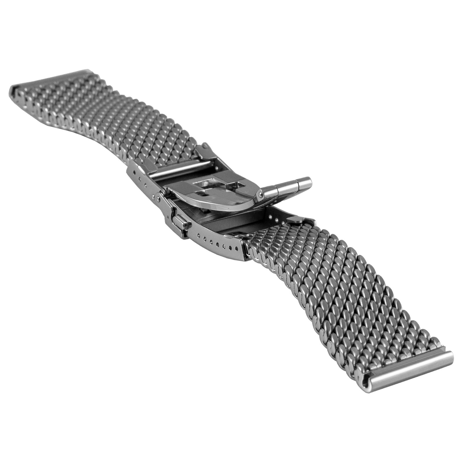 Staib Pasek do zegarka Milanaise/Mesh, zapięcie składane i pałąk bezpieczeństwa, szerokość 24 mm, długość 170 mm, wysokość 4,9 mm