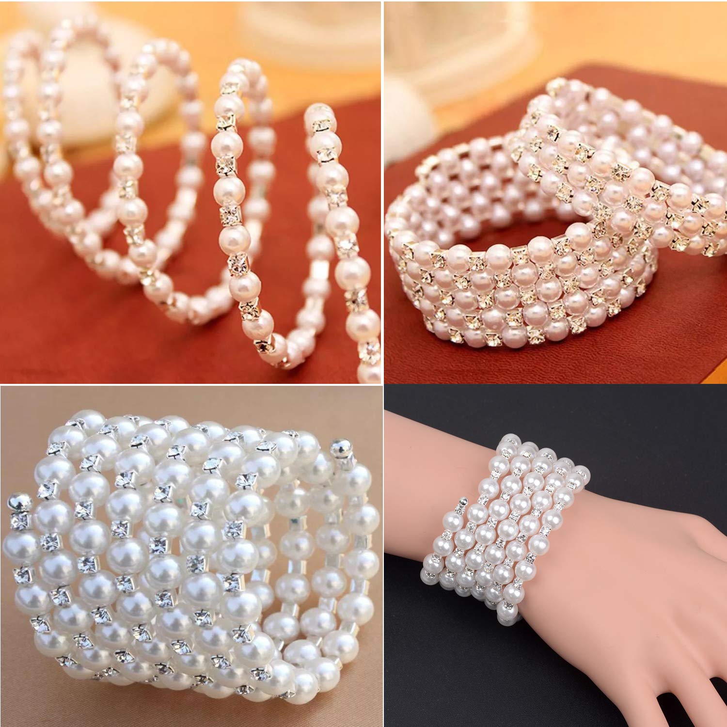 Simulated Pearl Multi-Layer Charm Bracelet