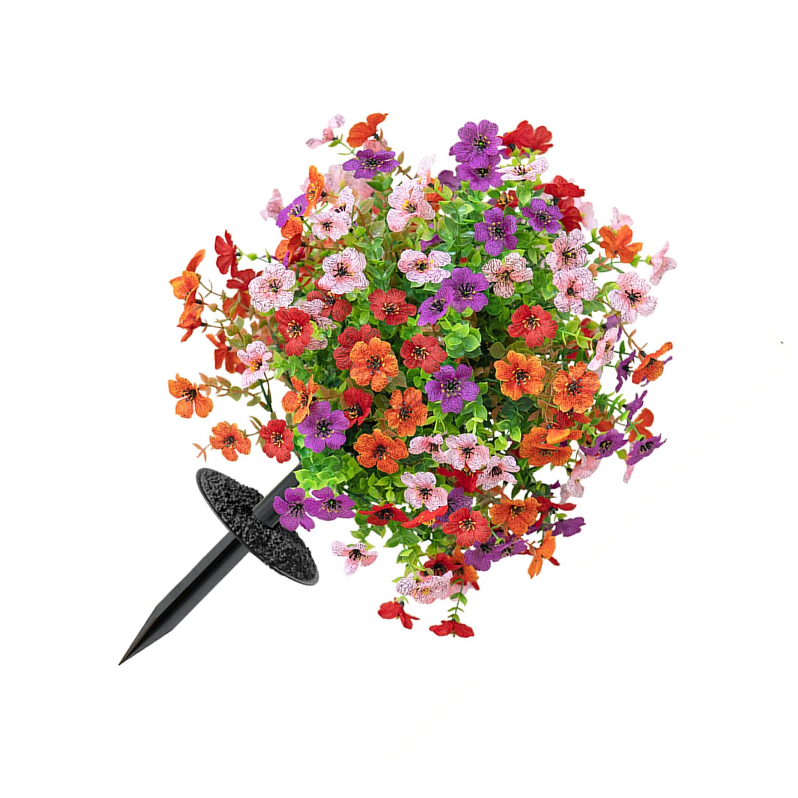 Hsyzygian Faux Silk Violets Eucalyptuses Bouquets in Ground Insert for Courtyards Balconies Living Room Beautifications Artificial Eucalyptuses Violets Wreath