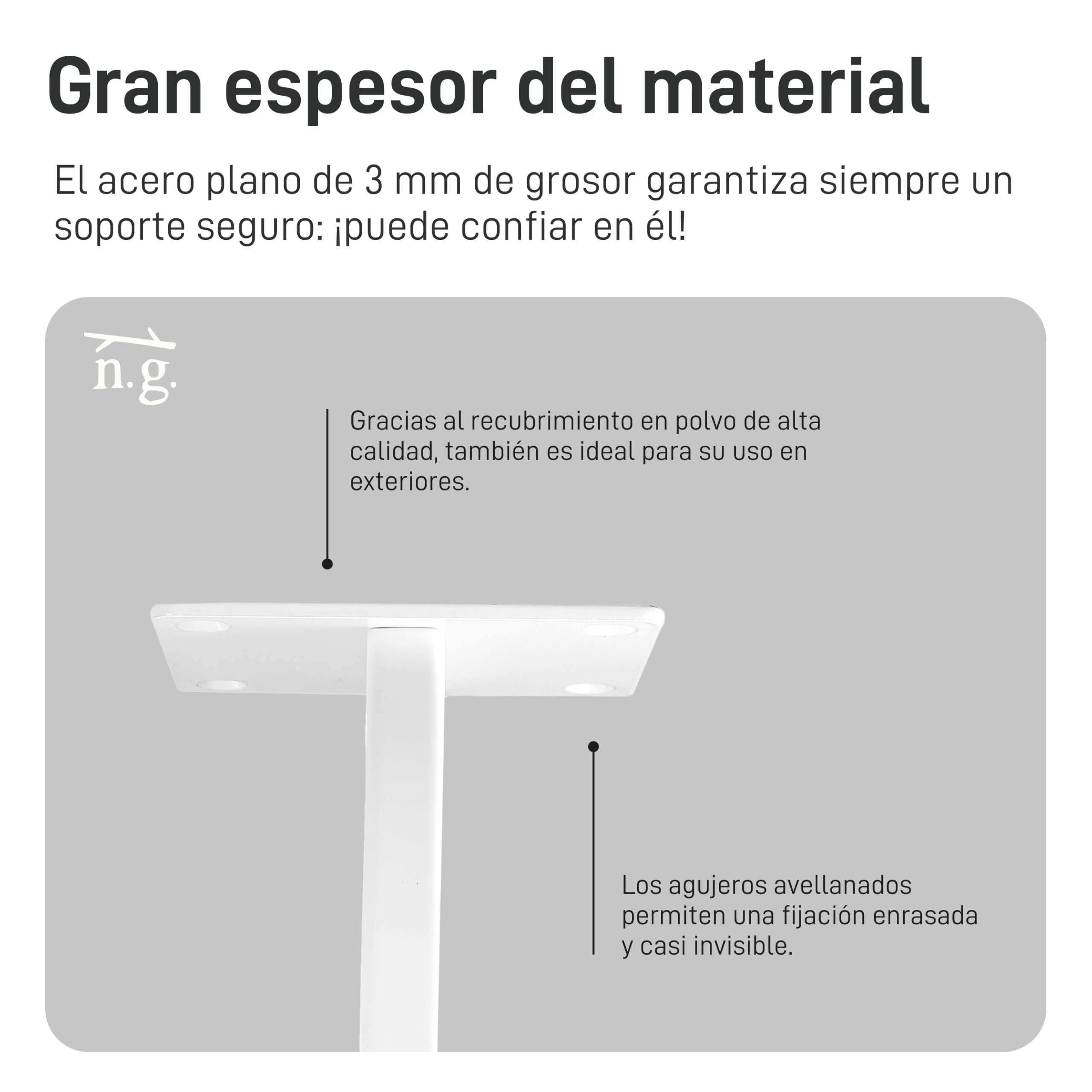 Natural Goods Berlin 2X Consola de Barra Recta, Base de mostrador metálica, Consola para mostradores, Soporte Superior (Blanco, Recta)