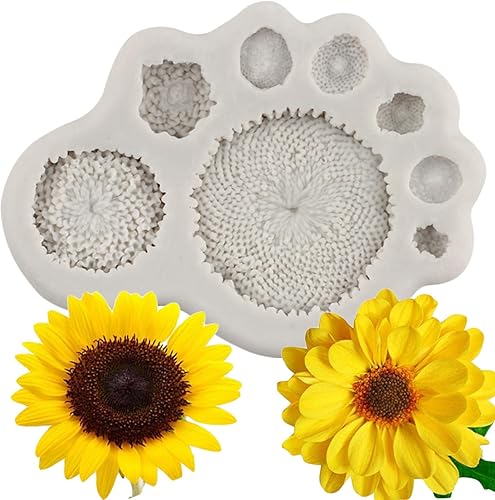 Moldes de fondant de girasol, molde de silicona para decoración de pasteles, decoración de cupcakes, caramelo y pasta de goma de mascar de