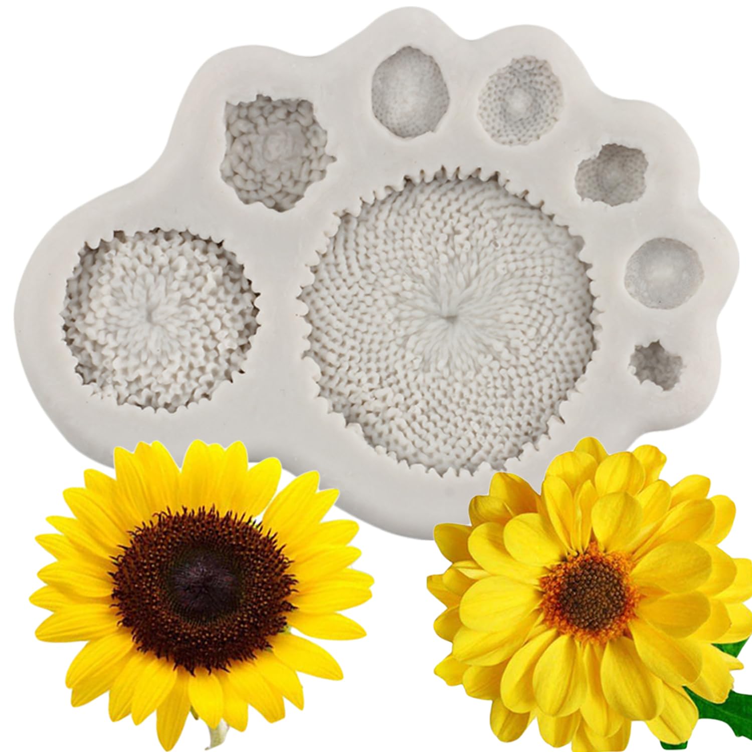 Sijiangmold Sunflower Silicone Fondant Molds Set Of 4 - Cake Decorating, Chocolate, Clay, Food Safe
