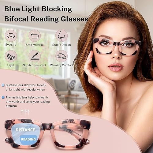 Miniatura 5 de CCVOO Elegantes anteojos de lectura para mujer, bifocales, progresivos, para lectura de mujer, anteojos de ojos, anteojos de lectura de luz azul (B1