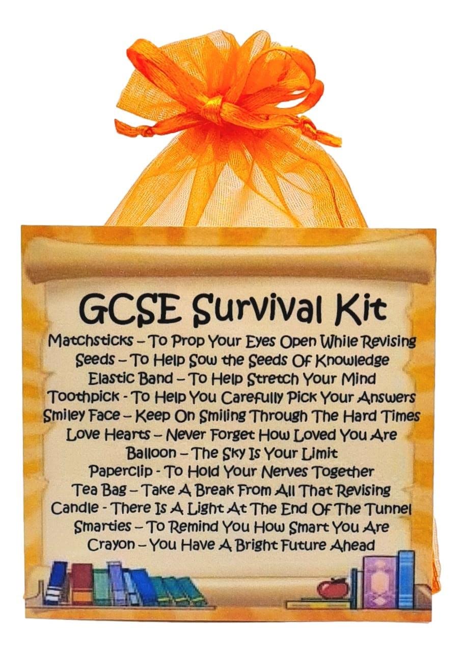 GCSE Survival Kit ~ Unique Fun Novelty Good Luck Gift & Greetings Card All In One | Good Luck in your Exams | Personalised Keepsake